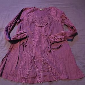 Tribal Women's Deep Purple Lace Tunic
